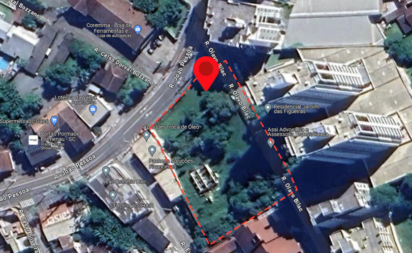 Localização em mapa satélite do empreendimento San Vito em Blumenau